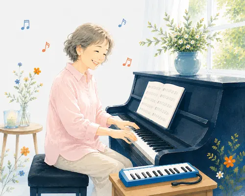 ひたちなか市のやさしいピアノ・鍵盤ハーモニカ教室｜大人や子どもや発達に特性のある方にも寄り添うレッスン風景